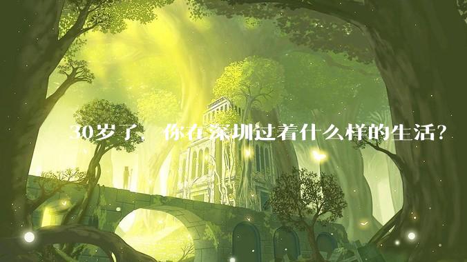 30岁了，你在深圳过着什么样的生活？